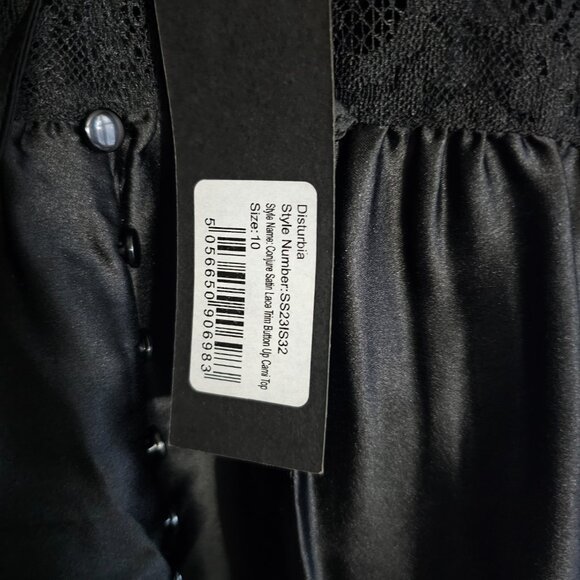(NEW) Conjure Satin Lace Trim Button Up Cami Top (Size 10) - Picture 4 of 8